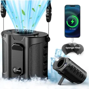 2025 AI Portable Waist Fan 12000mAh with Filter, MAX 17000RPM Powerful 5 Speeds, 40H Cooling, Rechargeable Belt Fan with Power Bank&LED Light, Wearable Shirt Fans Clip On for Outdoor Jobsite Travel Waist-mounted portable fan for outdoor use