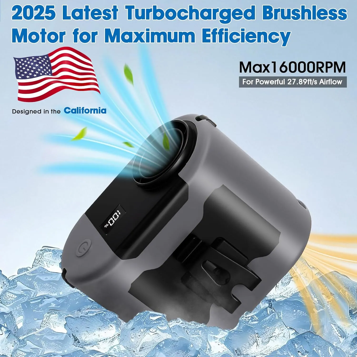 2025 AI Portable Waist Fan 40H, 14800mAh Rechargeable Wearable Shirt Clip Fan with Light, 16000 RPM Cooling Neck Body, Powerful 5 Speeds Belt Personal Cooling Fans for Outdoor Jobsite Camping Travel