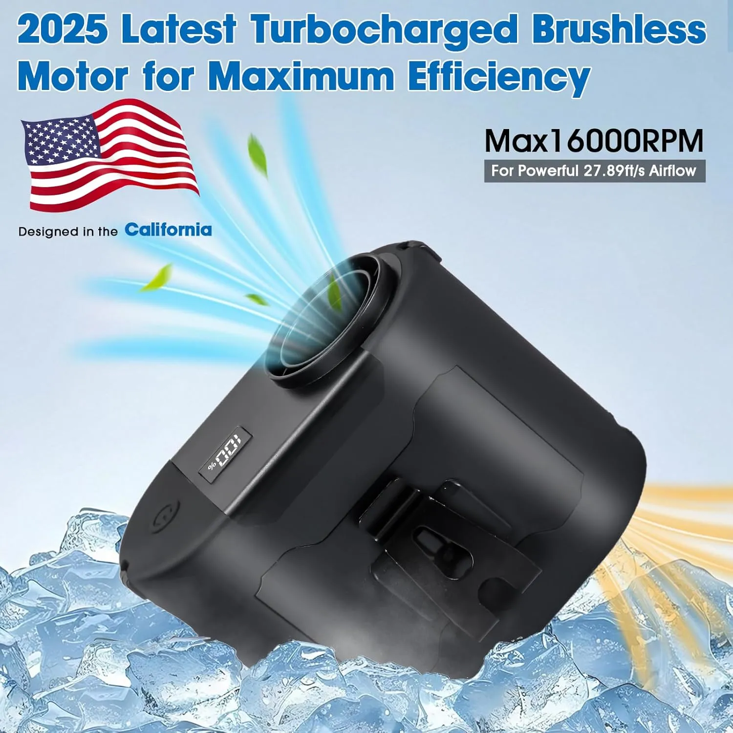 2025 AI Portable Waist Fan 40H14800mAh Rechargeable Wearable Shirt Clip Fan with Light, 16000 RPM Cooling Neck Body, Powerful 5 Speeds Belt Personal Cooling Fans for Outdoor Jobsite Camping Travel
