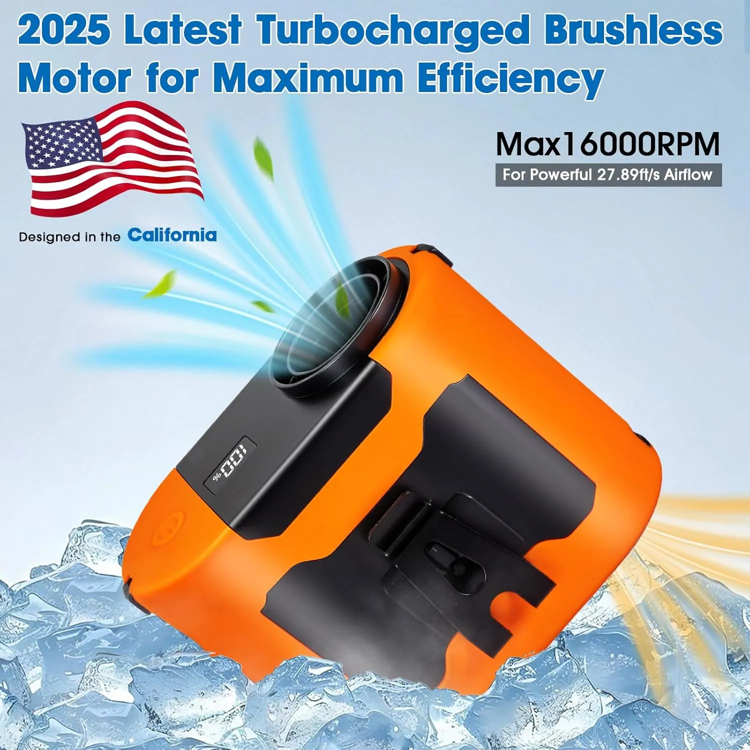 2025 AI Portable Waist Fan 40H14800mAh Rechargeable Wearable Shirt Clip Fan with Light, 16000 RPM Cooling Neck Body, Powerful 5 Speeds Belt Personal Cooling Fans for Outdoor Jobsite Camping Travel