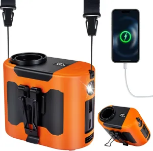 2025 AI Portable Waist Fan 40H14800mAh Rechargeable Wearable Shirt Clip Fan with Light, 16000 RPM Cooling Neck Body, Powerful 5 Speeds Belt Personal Cooling Fans for Outdoor Jobsite Camping Travel Waist-mounted portable fan for outdoor use