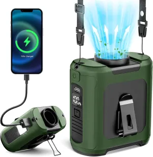2025 AI Portable Waist Fan, 5 Speeds 16000 RPM Powerful & 40H Runtime Clip-On Wearable Shirt Belt Fan with Light, 10000mAh Rechargeable Hands-Free Hanging Neck Fan for Outdoor Jobsite Camping Travel Neck fan for hands-free comfort