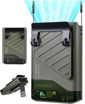 2025 AI Waist Fan,10000RPM Portable Fan, 4-in-1 Personal fans,Clip on fan for shirt, Hands-Free Hanging Neck Fan, Wearable Belt for Camping, Outdoor,Jobsite,Green Waist-mounted portable fan for outdoor use
