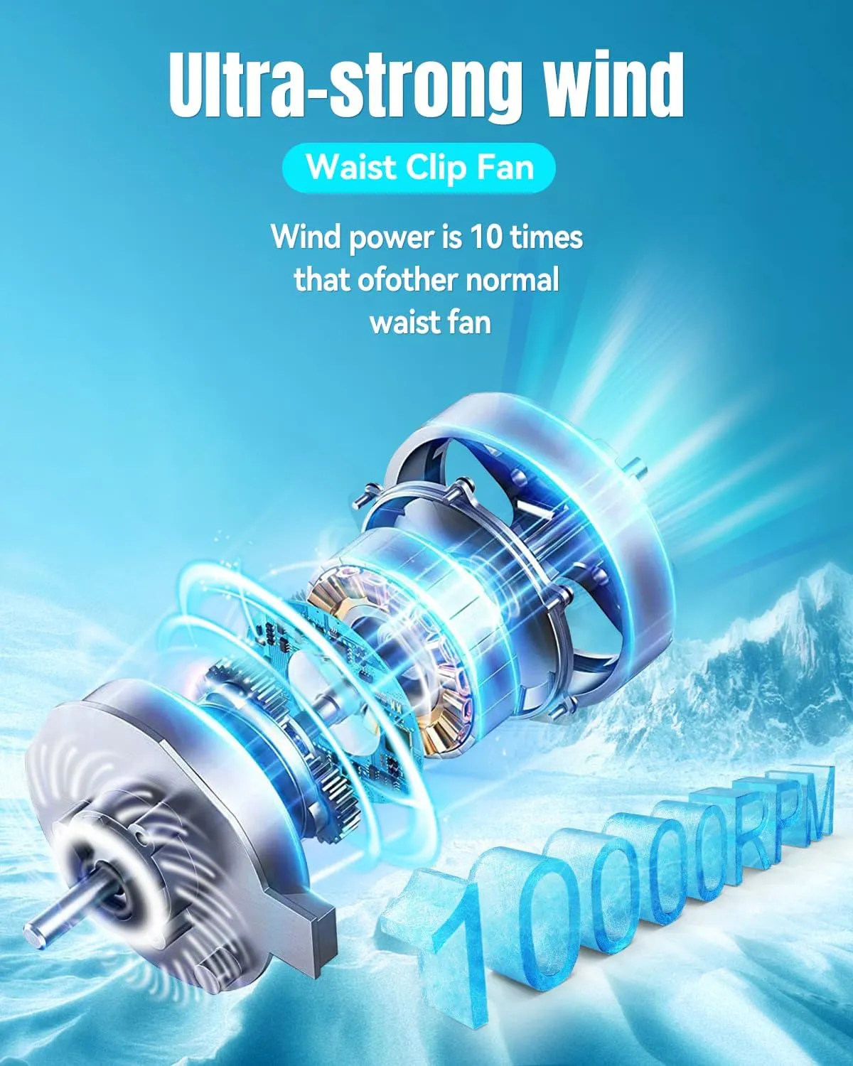 2025 AI Waist Fan,10000RPM Portable Fan, 4-in-1 Personal fans,Clip on fan for shirt, Hands-Free Hanging Neck Fan, Wearable Belt for Camping, Outdoor,Jobsite,White