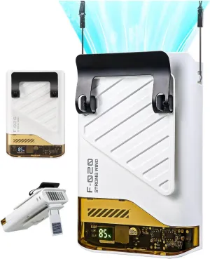 2025 AI Waist Fan,10000RPM Portable Fan, 4-in-1 Personal fans,Clip on fan for shirt, Hands-Free Hanging Neck Fan, Wearable Belt for Camping, Outdoor,Jobsite,White Waist-mounted portable fan for outdoor use