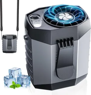 2025 Smart Portable Rechargeable Fan with LED Light & 25H Runtime, 4-Speed 9200RPM Turbo Cooling Personal Waist Fan, Wearable Neck & Belt Clip for Camping, Outdoor, Hiking - Grey Waist-mounted portable fan for outdoor use