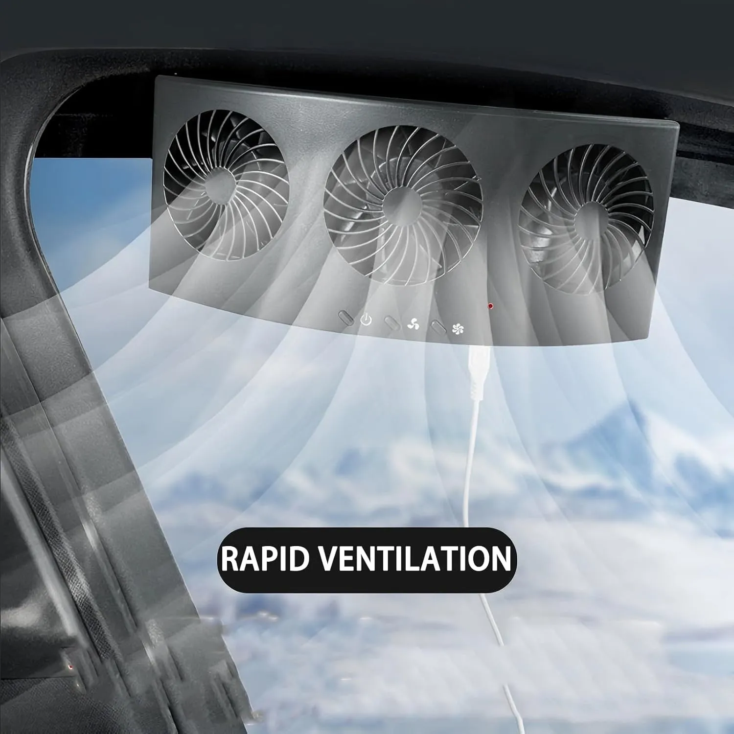 2025 Solar Powered Fan for Car, Solar Power Fan for Car, Keeping Your Car'S Interior Cool in The Sun, Solars Powered Cars Window Exhaust Fan (White) Solar-powered car fan for ventilation