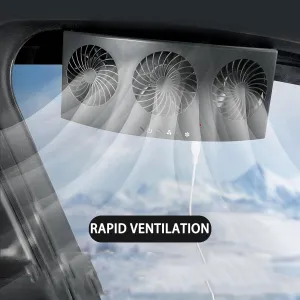 2025 Solar Powered Fan for Car, Solar Power Fan for Car, Keeping Your Car'S Interior Cool in The Sun, Solars Powered Cars Window Exhaust Fan (White) Solar-powered car fan for ventilation