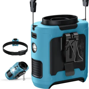 2025 Upgrade Portable Waist Fan Clip on 10000mAh Body Wearable Belt Clip Fan Undershirt Personal Cooling Neck Fans with 5 Speeds Flashlight&Power Bank 40H Cooling For Outdoor Camping Travel (Blue) Waist-mounted portable fan for outdoor use