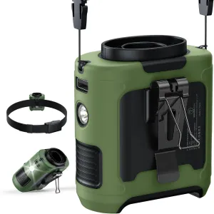 2025 Upgrade Portable Waist Fan Clip on 10000mAh Body Wearable Belt Clip Fan Undershirt Personal Cooling Neck Fans with 5 Speeds Flashlight&Power Bank 40H Cooling For Outdoor Camping Travel (Green) Waist-mounted portable fan for outdoor use