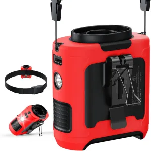 2025 Upgrade Portable Waist Fan Clip on 10000mAh Body Wearable Belt Clip Fan Undershirt Personal Cooling Neck Fans with 5 Speeds Flashlight&Power Bank 40H Cooling For Outdoor Camping Travel (Red) Waist-mounted portable fan for outdoor use