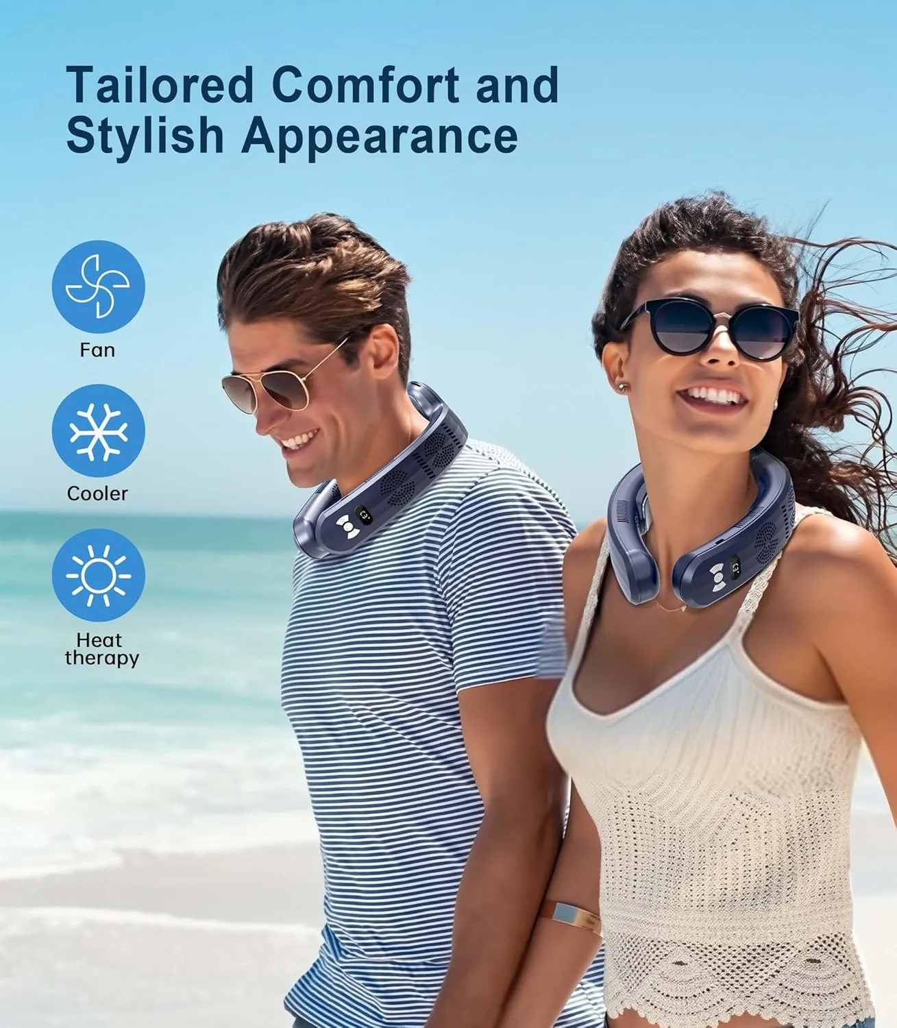 2025 Upgraded Neck Air Conditioner, 7000mAh Portable Bladeless Fan with 3 Cooling Palets, Chill to 59F Instantly, Rechargeable Personal Cooling Device Neck Fans that blow cold air with 3 Modes