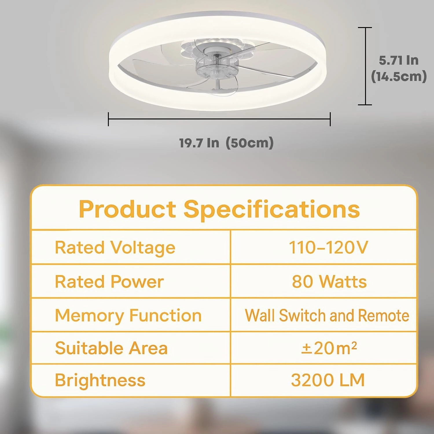 20'' Ceiling Fan with Light, Upgraded Low Profile Fan, Flush Mount Ceiling Fan, 6 Speeds, Dimmable LED, App & Remote Control, Quiet DC Motor, for Bedroom, Living Room, F116 White