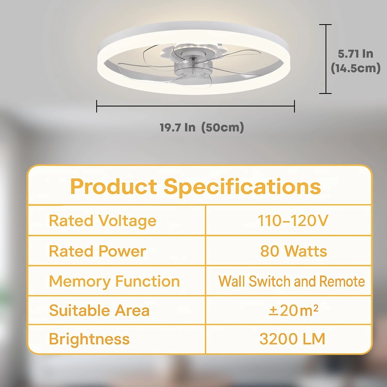 20 Ceiling Fan with Light, Upgraded Low Profile Fan, Flush Mount Ceiling Fan, 6 Speeds, Dimmable LED, App & Remote Control, Quiet DC Motor, for Bedroom, Living Room, F115 White