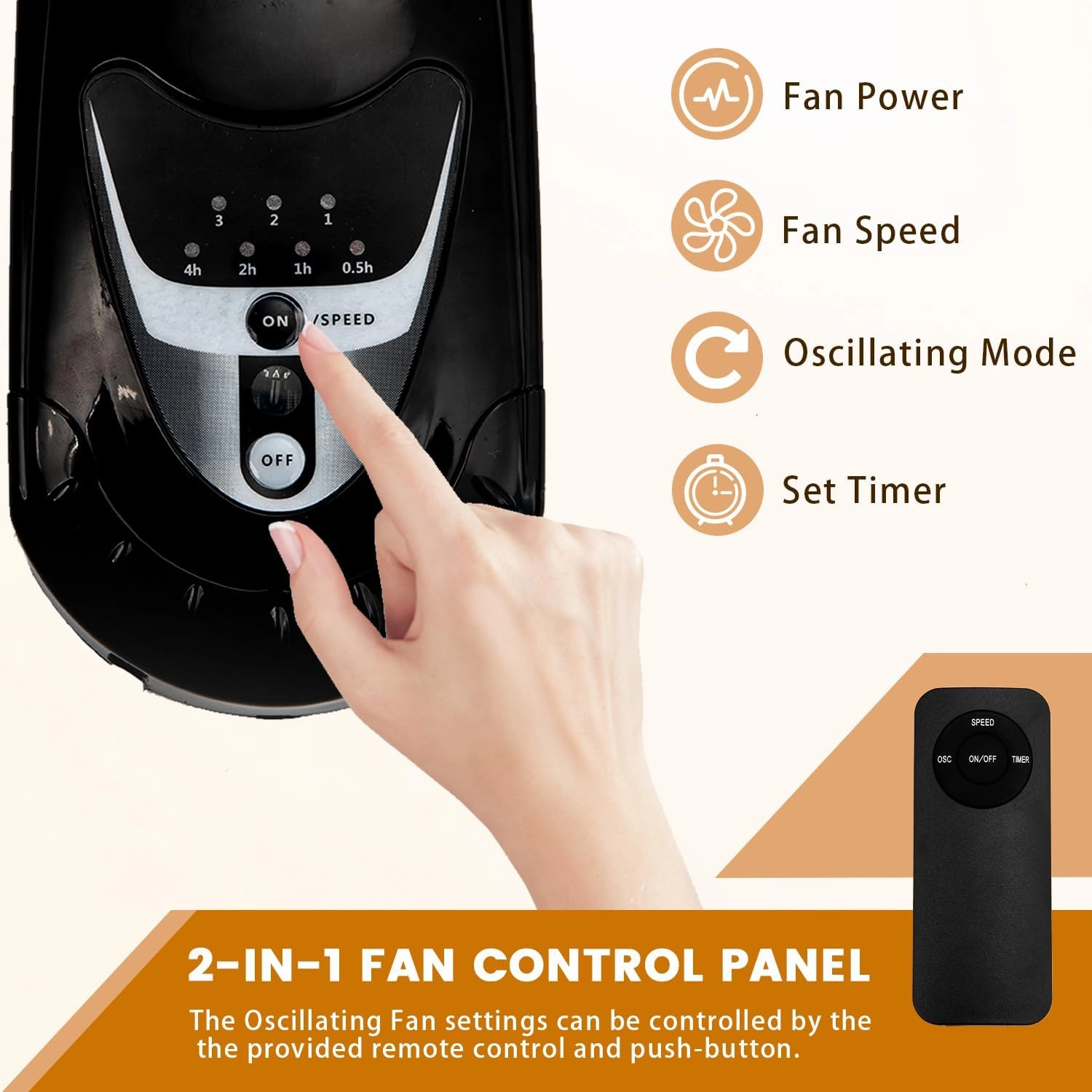 20 Inch Wall Mount Fan with Remote, 3-speed Wall Oscillating Quiet Fan with 5 Blades, Adjustable Tilt and Timing, High Velocity Wall-Mounted Fans for Bedroom, Gym, Office, Warehouse, Garage, Gold
