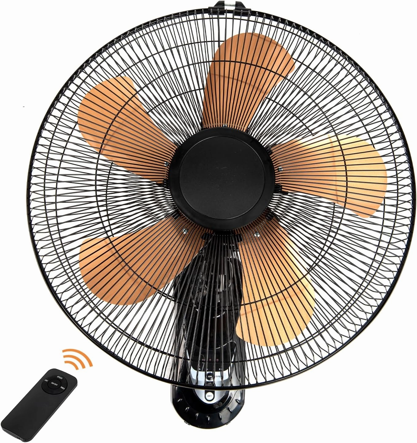 20 Inch Wall Mount Fan with Remote, 3-speed Wall Oscillating Quiet Fan with 5 Blades, Adjustable Tilt and Timing, High Velocity Wall-Mounted Fans for Bedroom, Gym, Office, Warehouse, Garage, Gold App-controlled remote fan for convenience