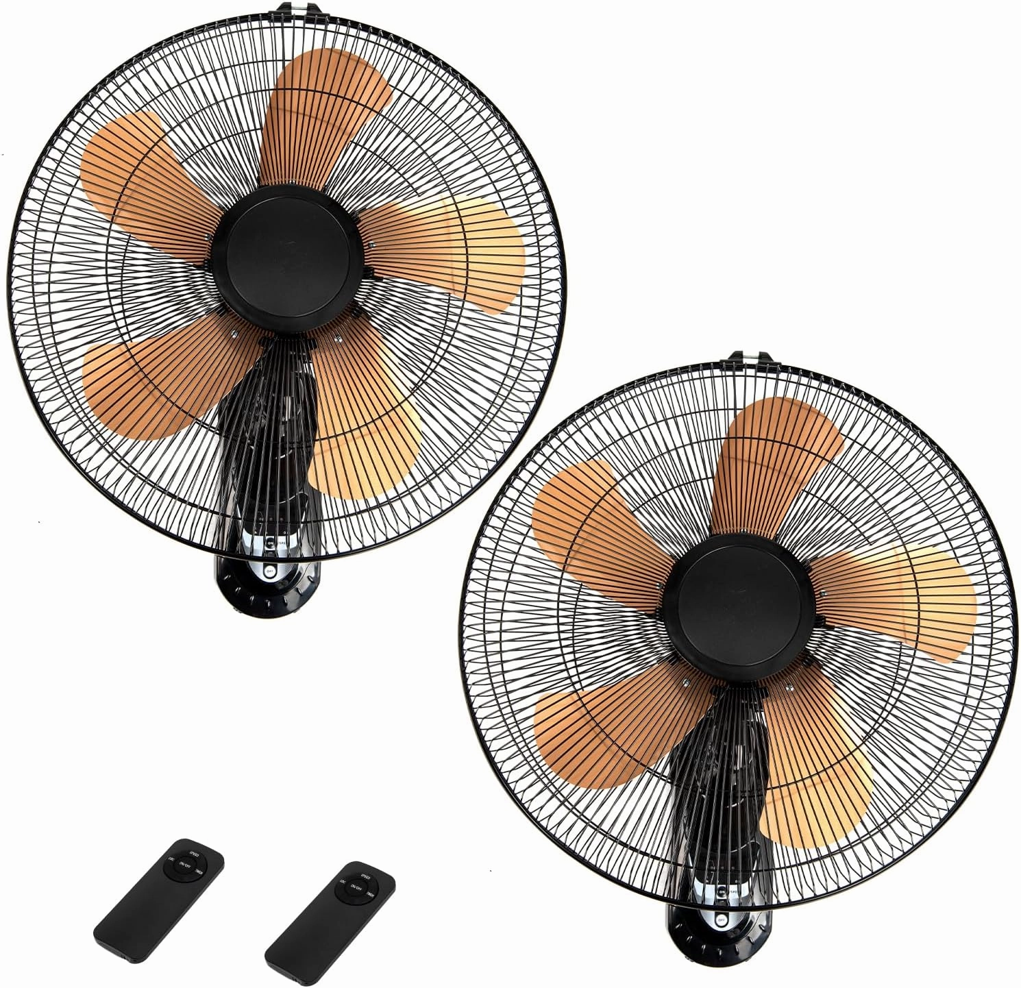 20 Inch Wall Mount Fan with Remote Control Wall Mounted Oscillating Fan with 3 Speed Settings,High Velocity Fans with Adjustable Tilt and Timing for Bedroom,Living room, Kitchen,office,Gold 2 Pack App-controlled remote fan for convenience