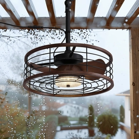 20" Waterproof Outdoor Ceiling Fan with Light, Outdoor Hanging Fan for Patio, 6-Speed & 3 CCT LED, Caged Ceiling Fan with Smart APP & Remote Control, Perfect for Gazebo, Pergola, Canopy App-controlled remote fan for convenience