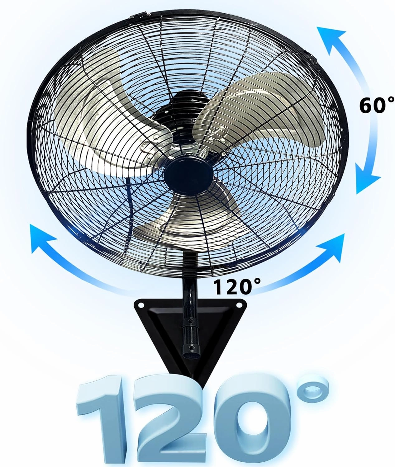 20 Wall Mount Fan 7000 CFM High Velocity Wall Industrial Fan 120 Oscillating Fans 3-Speed for Household, Commercial Use - ETL Listed, Black