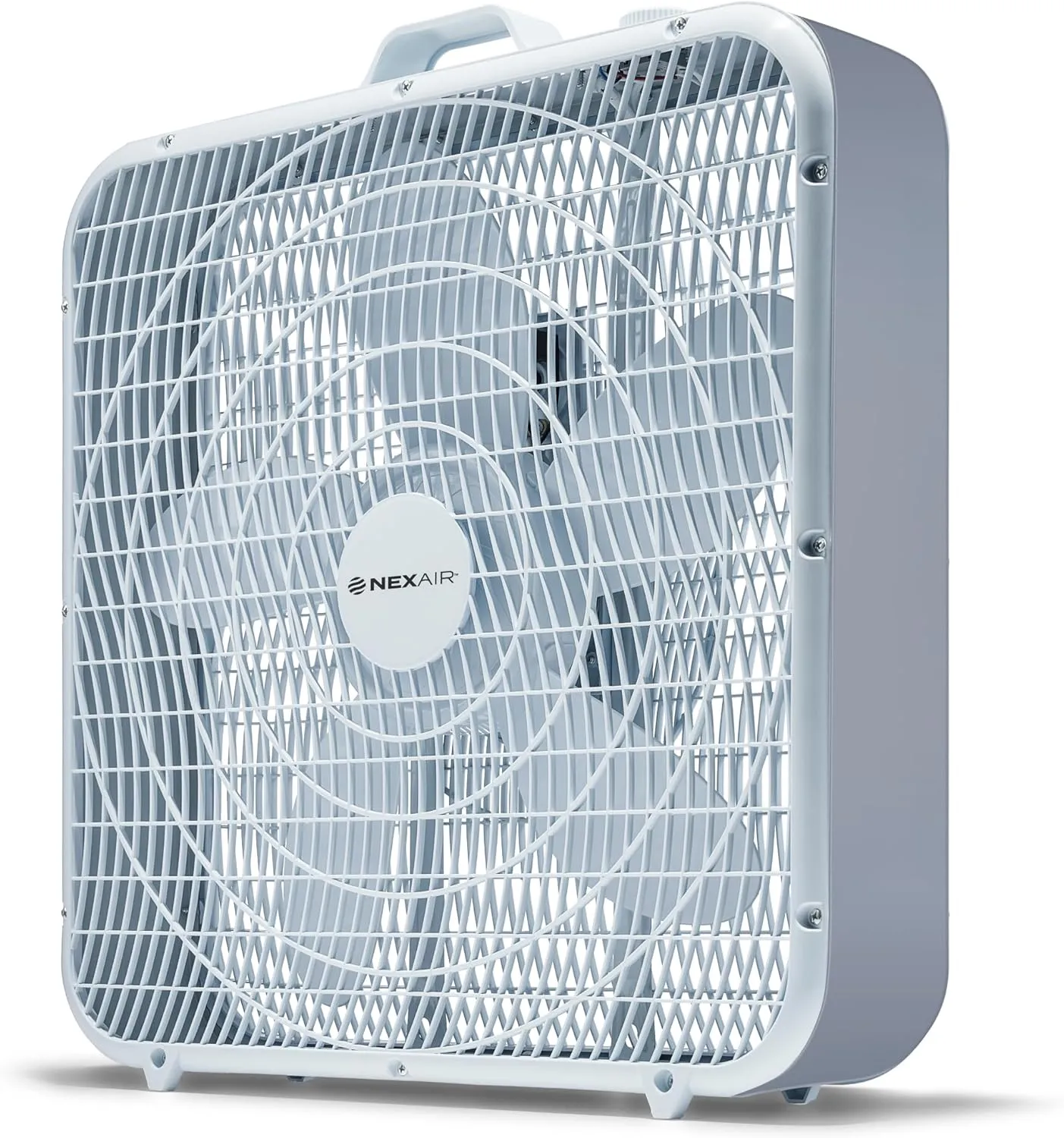 20" Floor Box Fan 3 Speed, Box fan 20 inch with powerful 5 Blades Quiet operation, Lightweight Stable on floor box fan for bedroom with Child Safety Grill, Quality Material, Room/Office Cooling Fan with safety blade design