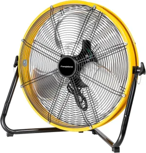 20" High Velocity Metal Floor Drum Fan, 5600 CFM Heavy Duty Industrial Shop Fan, 3 Speed, 360 Degree Tilt, Wall Mounted & Floor Design for Warehouse, Commercial, Barn, Garage - UL Safety Listed Fan with safety blade design
