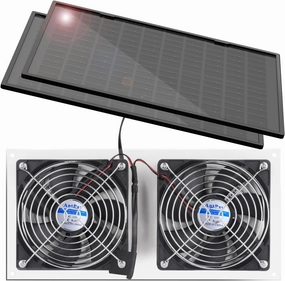 20W Solar Powered Fan Kit, IPX7 Weatherproof Dual Fan, Solar Exhaust Intake Cooling Ventilation for Chicken Coop,Greenhouse,Shed,Pet House,Outside with 11Ft/3.5m On/Off Switch Cable Solar-powered car fan for ventilation