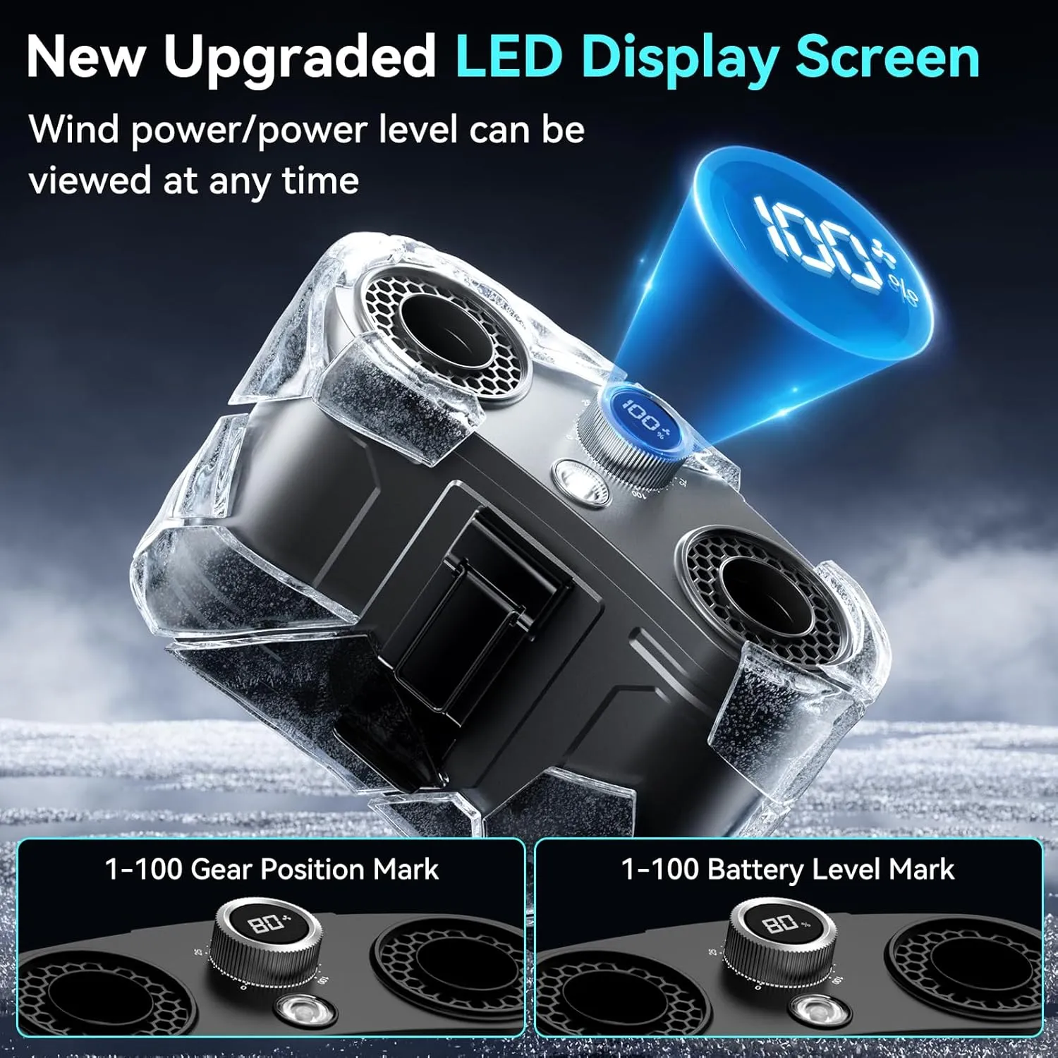 21000MAh Portable Waist Fan, 100 Speeds 34000RPM Strong Airflow, Belt Fan with up to 145H of Working Time, Flashlight Hands-Free Hanging Neck Fans,Rechargeable Wearable Personal Fans for Outdoor