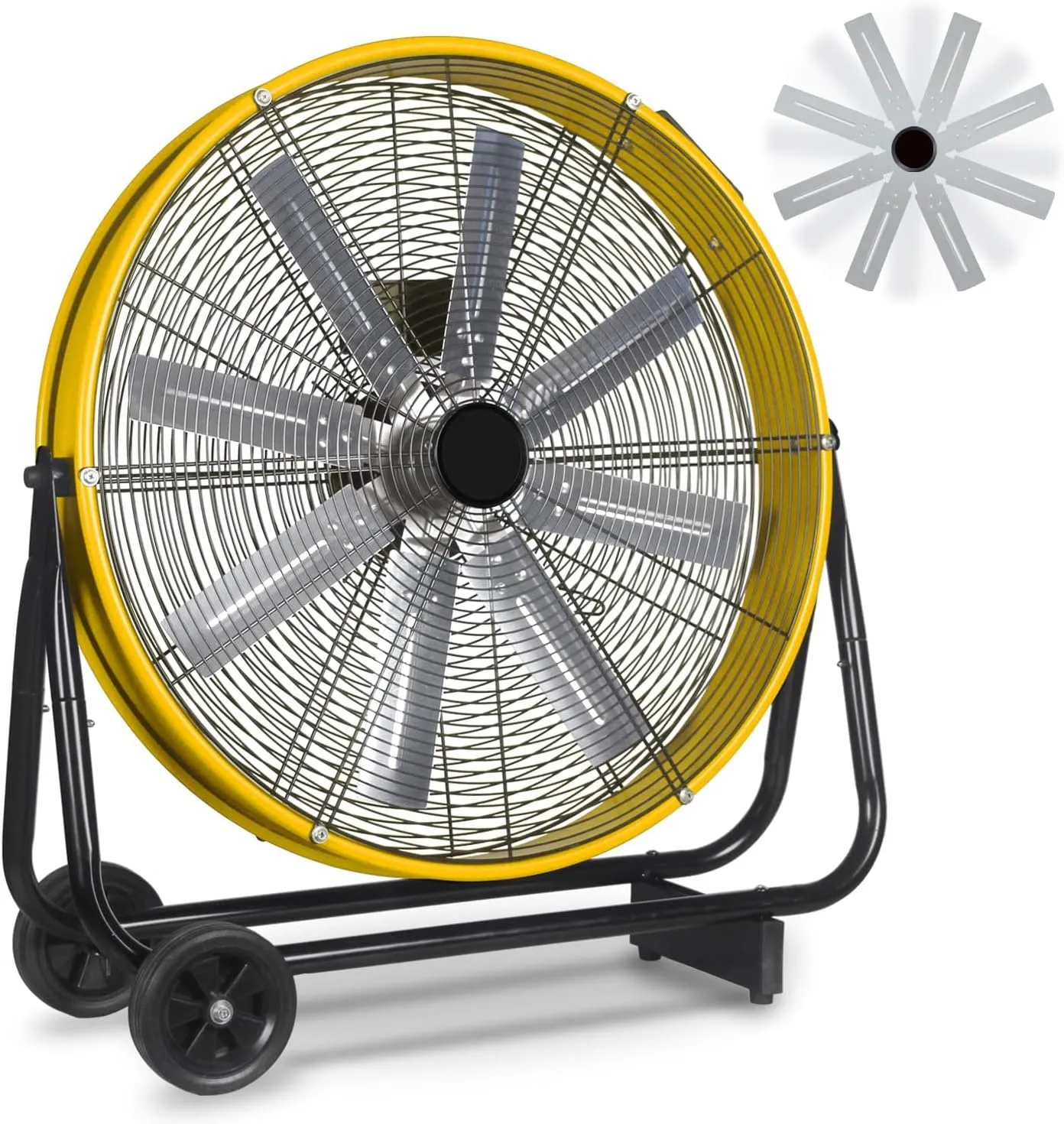 24 Inch Industrial Floor Shop Fan, 9500 CFM Heavy Duty Drum Fan with 8 Blades, 3-Speed High Velocity Metal Fans, for Garage, Warehouse, Patios Fan with safety blade design