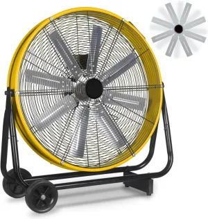 24 Inch Industrial Floor Shop Fan, 9500 CFM Heavy Duty Drum Fan with 8 Blades, 3-Speed High Velocity Metal Fans, for Garage, Warehouse, Patios Fan with safety blade design
