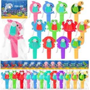 24 Pack Mini Portable Fans with Cards Gifts Cute Animal Fruit Ice Cream Handheld Press Cooling Fans for Summer Birthday Party End of the Year Pool Outdoor Activity Prize Exchange(Sea Animals) Octopus-shaped decorative fan