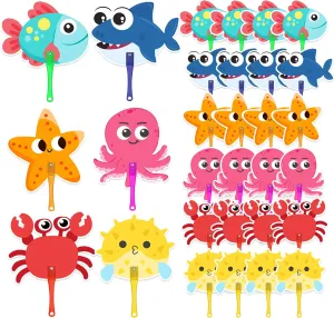 24 Pcs Under the Sea Party Favors Plastic Fans Sea Ocean Animals Handheld Fans Sea Ocean Gifts for Sea Ocean Birthday Party Supplies (Sea Ocean) Octopus-shaped decorative fan