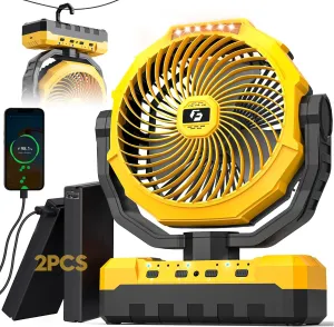 24000mAh Detachable Battery Camping Fan - 3-in-1 Portable Camping Fans with LED & Remote - 4 Speeds Battery Operated Outdoor Fan for Tent,Office,Jobsite,Workshop,Travel Battery-powered portable fan