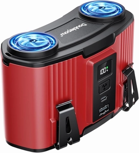 24000mAh Personal Waist Fan, USB Rechargeable Clip The Waist For Working,10 Speed & 40H Cooling and Heatstroke Prevention For Outdoor Travel Camping (Red, 24000mAh) Solar-powered car fan for ventilation