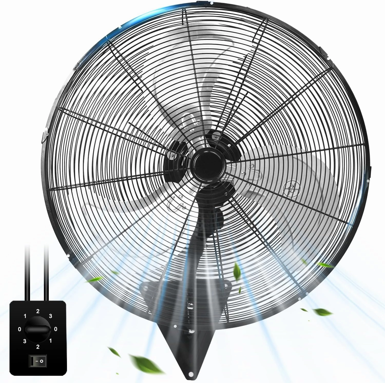 24 Inch Wall Mount Fan, Heavy Duty Oscillating Wall-Mounted Fan with 8500 CFM, High Velocity 3 Speed Fans Indoor with Adjustable Tilting for Workshop, Garage, Patios, Commercial and Industrial App-controlled remote fan for convenience