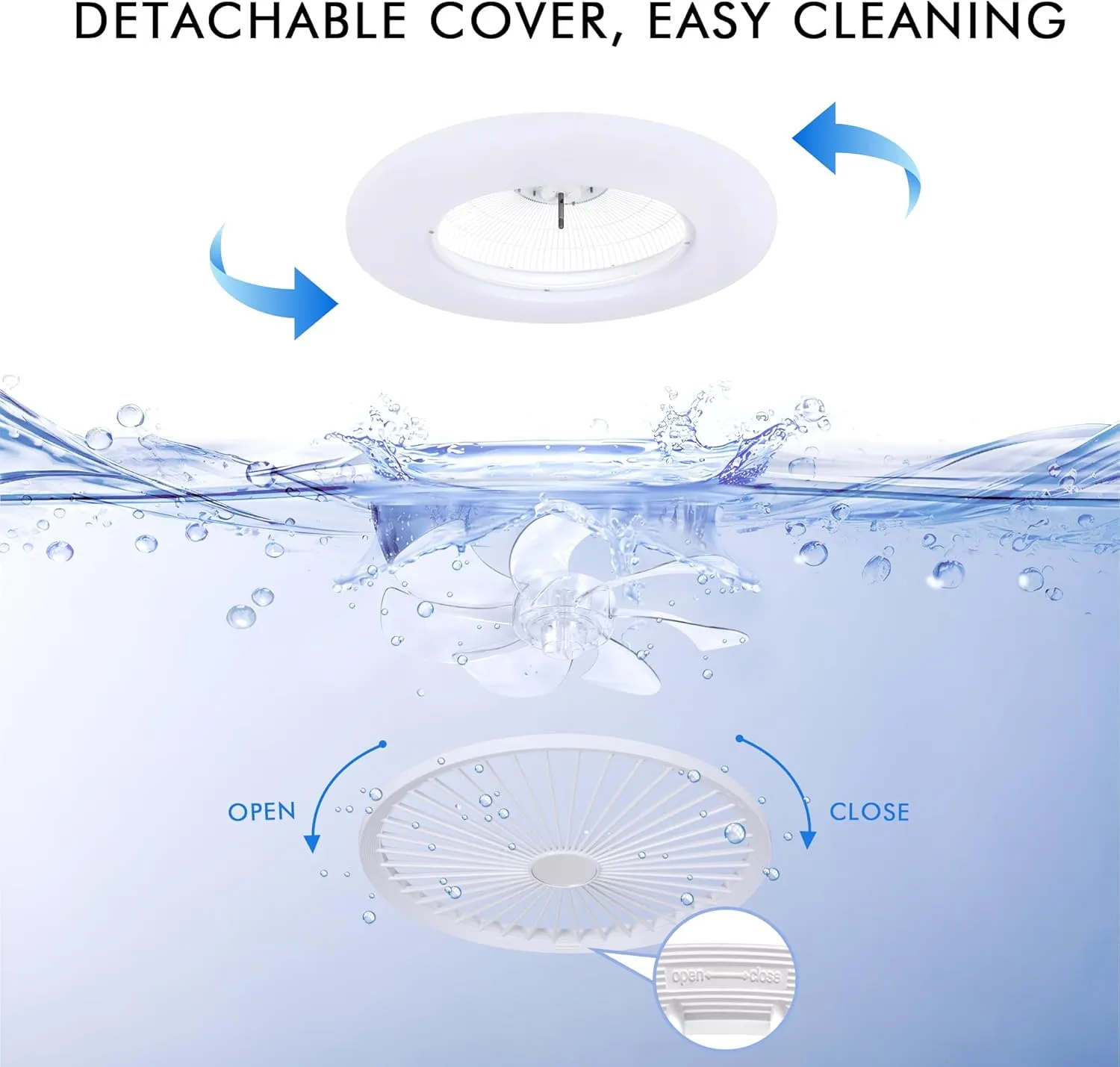 24" Bladeless Ceiling Fans with Lights, RGB Ceiling Fan with Alexa, APP Control, Low Profile flush mount Ceiling Fan Dimmable Color Changing LED Ambient Light
