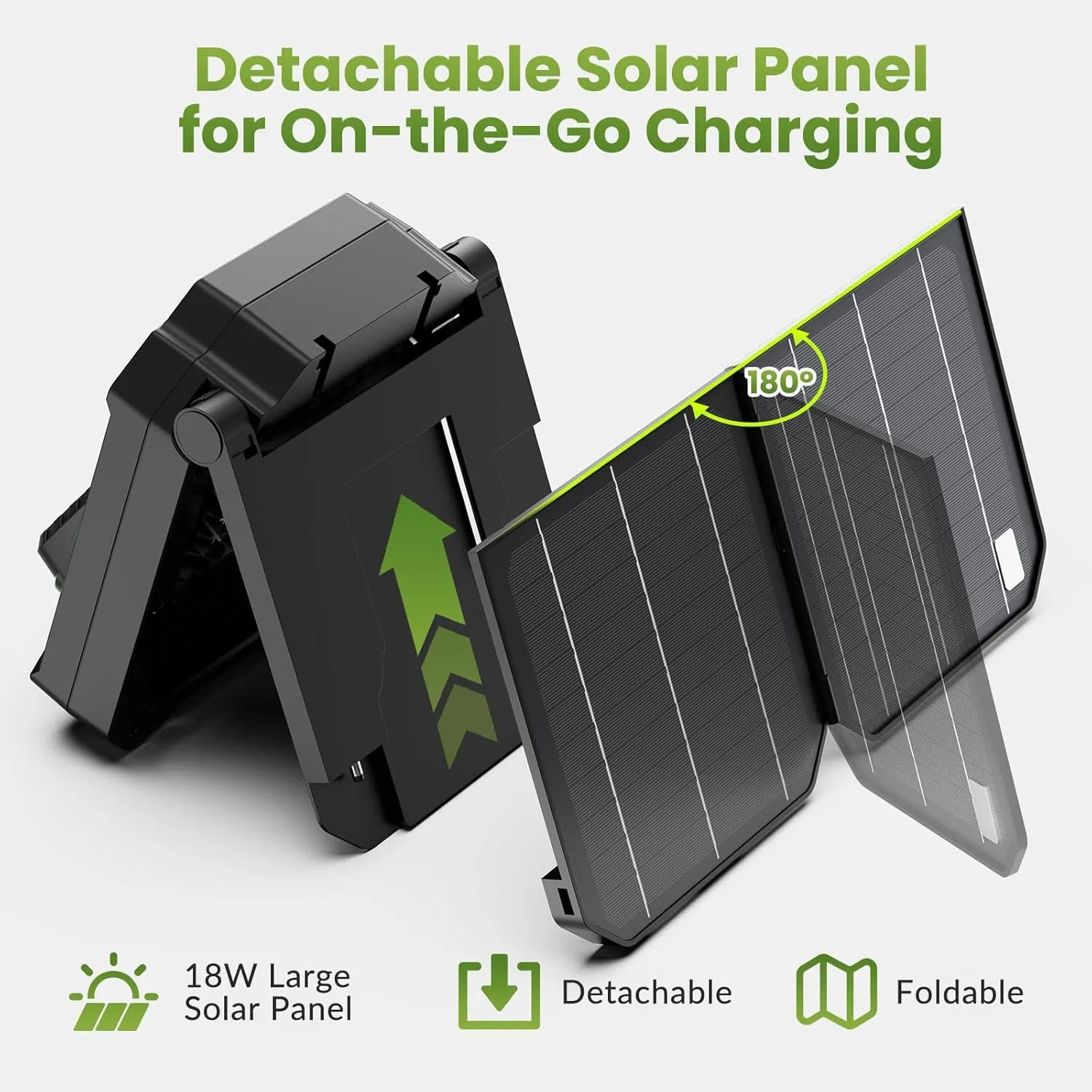 26800mAh Portable Fan Rechargeable with 18W Detachable Solar Panel, Quiet Battery Powered Camping Fan Cordless with LED Lantern,3 Speed,Timer,USB-C,for Bedroom Tent Home Office Desk Hurricane(Black)