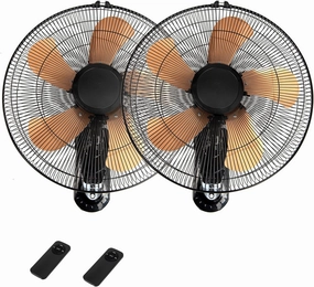 2 Pack Wall Mount Fan with Remote, 3-Speed Wall Oscillating Fan with 5 Blades, Adjustable Tilt and Timing, 16 Inch High Velocity Wall Mounted Fans for Bedroom, Gym, Office, Warehouse, Garage App-controlled remote fan for convenience