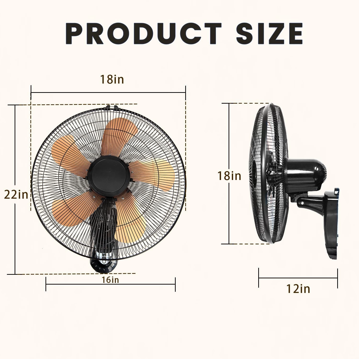 2 Pack Wall Mount Fan with Remote, 3-Speed Wall Oscillating Fan with 5 Blades, Adjustable Tilt and Timing, 16 Inch High Velocity Wall Mounted Fans for Bedroom, Gym, Office, Warehouse, Garage