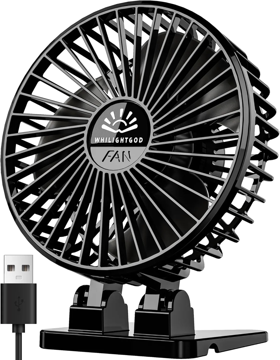 2Pack Desk Fan, USB Fan for Desk, Mini 3 Speed Rotation Strong Wind, Protable Small Desktop Cooling Fan, Quite Mini Personal Fans for Home Office Table Bedroom Travel Curise(Black)