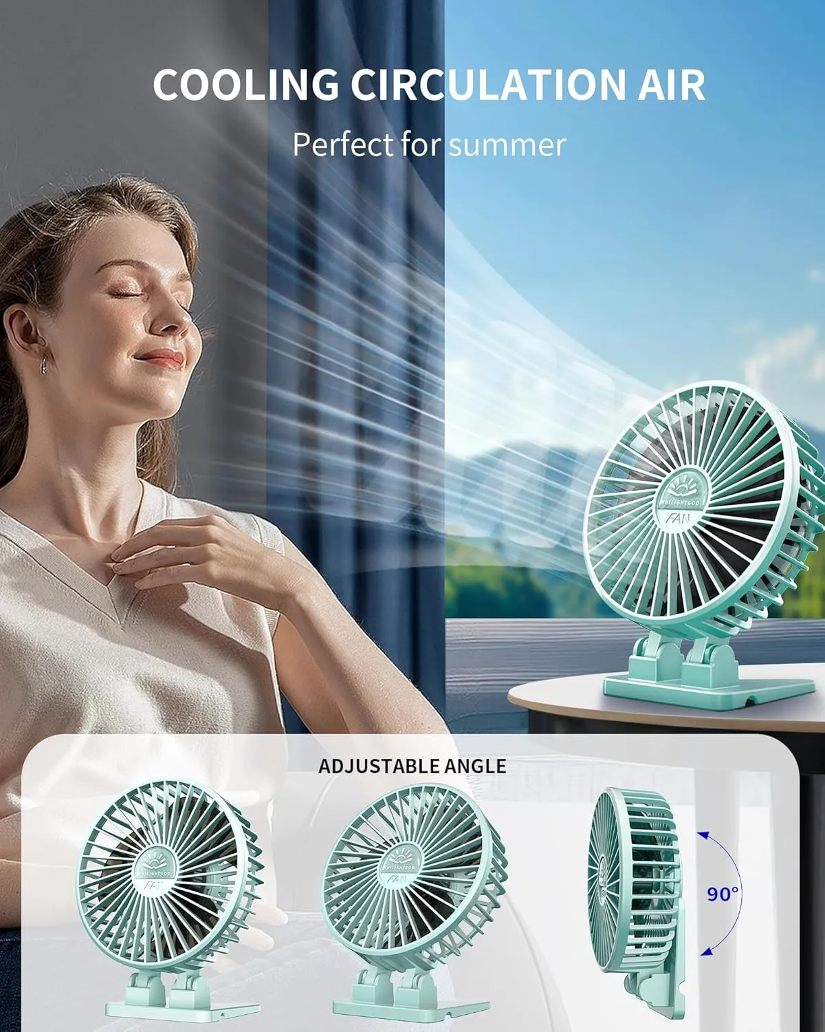 2Pack Desk Fan, USB Fan for Desk, Mini Desk Fan, 3 Speed Rotation Strong Wind, Protable Small Desktop Cooling Fan, Quite Mini Personal Fan for Home Office Table Bedroom Travel Curise(Apple Green)