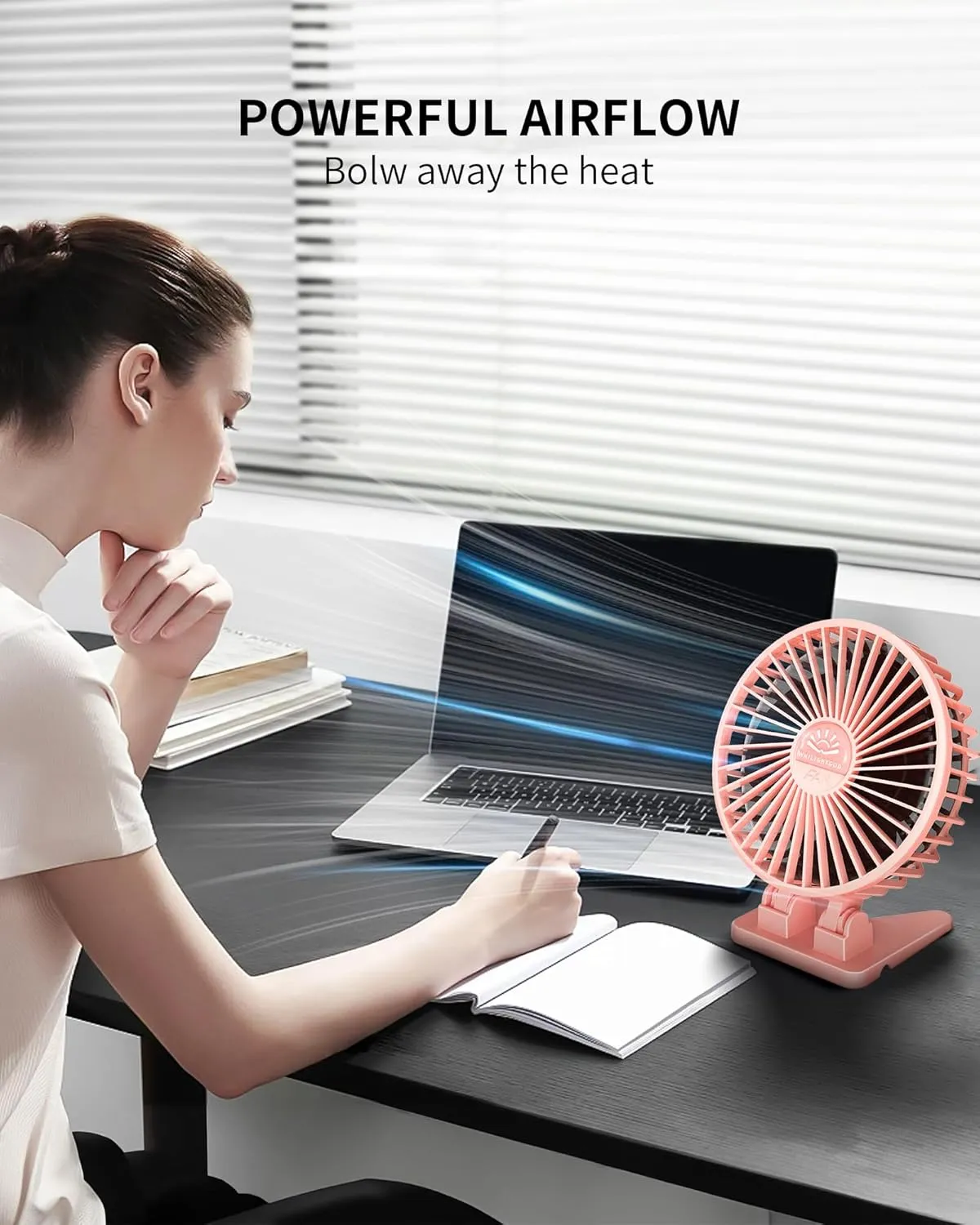2Pack Desk Fan, USB Fan for Desk, Mini Desk Fan, 3 Speed Rotation Strong Wind, Protable Small Desktop Cooling Fan, Quite Mini Personal Fan for Home Office Table Bedroom Travel Curise(Pink)