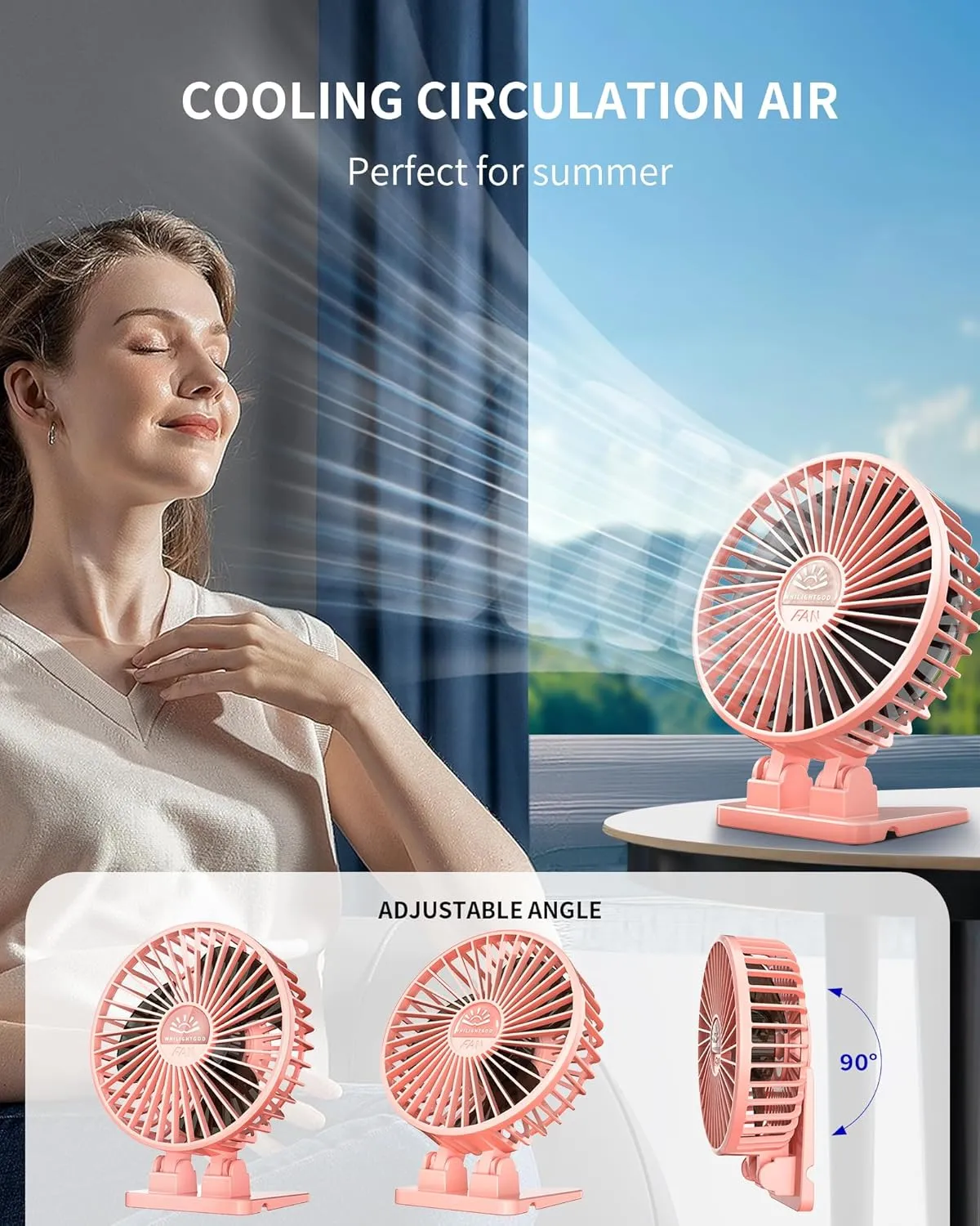 2Pack Desk Fan, USB Fan for Desk, Mini Desk Fan, 3 Speed Rotation Strong Wind, Protable Small Desktop Cooling Fan, Quite Mini Personal Fan for Home Office Table Bedroom Travel Curise(Pink)