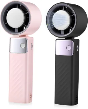 2Pack Portable Handheld Turbo Fan - Foldable Mini Fan with Air Turbo Tech, 1-199 Speed Adjustment, 20H Runtime, LED Display, Battery-Powered for Indoor/Outdoor Use (Nude Pink Black) Mini handheld fan for personal cooling