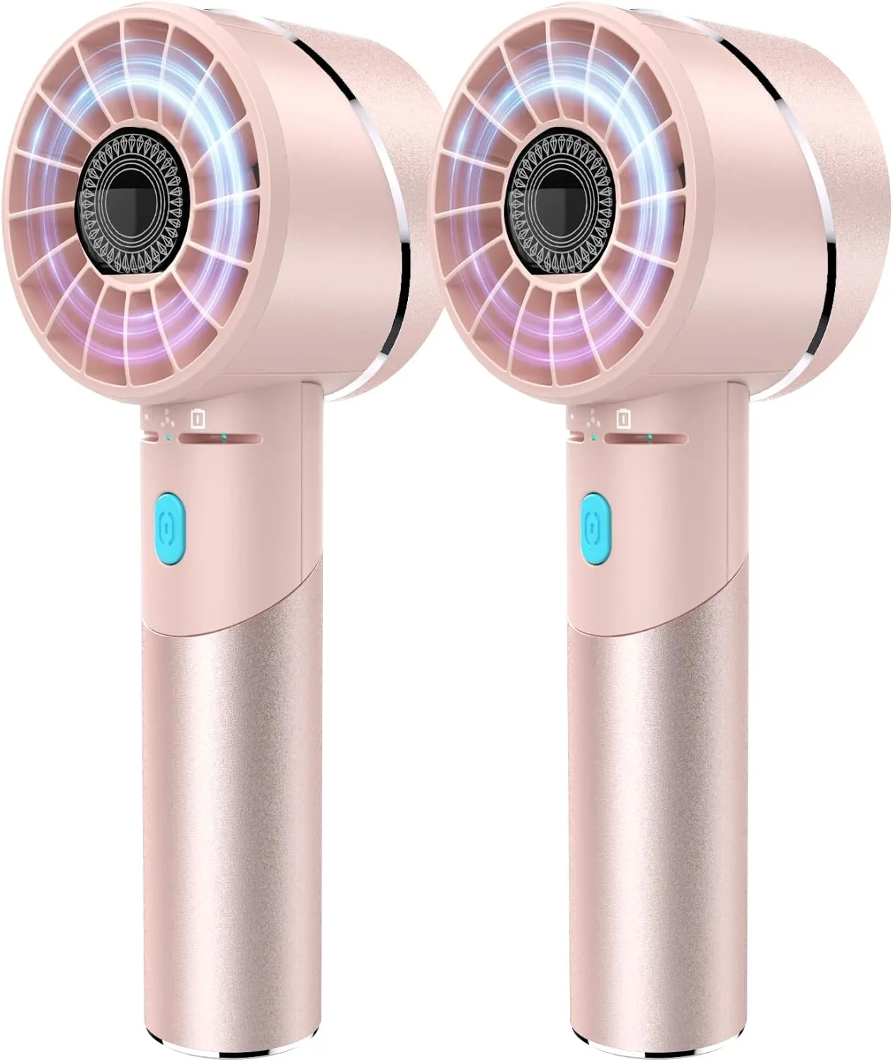 2PCS Handheld Fan, Mini Small Portable Turbo Fan, Rechargeable with 4 High Speeds Personal Fans, Max 16H Runtime, For Travel, Office, Outdoor - Pink Mini handheld fan for personal cooling