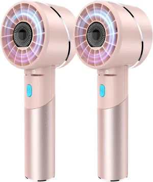 2PCS Handheld Fan, Mini Small Portable Turbo Fan, Rechargeable with 4 High Speeds Personal Fans, Max 16H Runtime, For Travel, Office, Outdoor - Pink Mini handheld fan for personal cooling