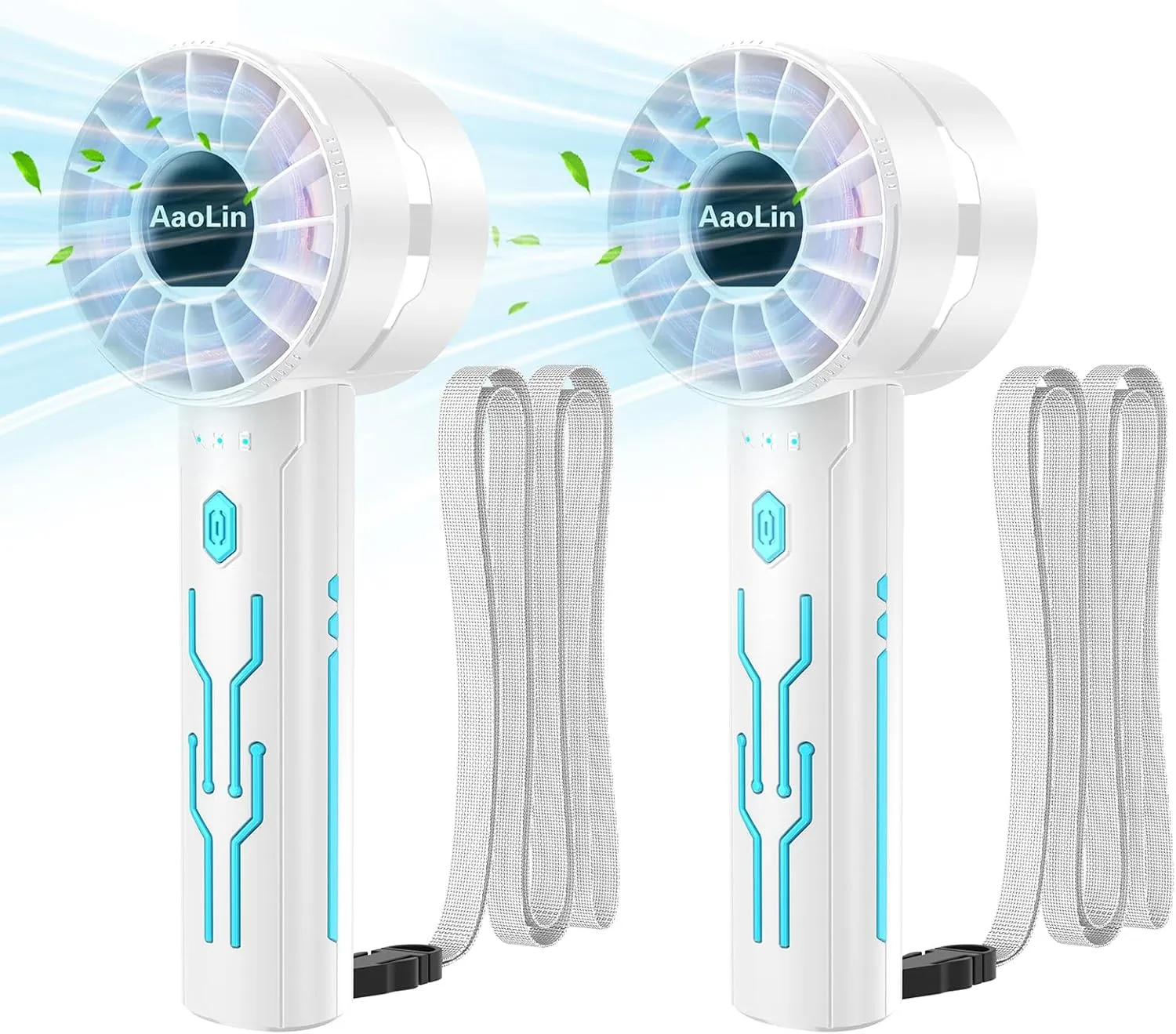 2PCS Portable High-Speed Mini Handheld Fan, USB Rechargeable Neck Personal Mini Fan(7000 Rpm High-Speed Motor, Lasts 4-16 Hours) 4-Speed Powerful Wind Fans For Summer Outdoor Traveling, Gifts For Kids Neck fan for hands-free comfort