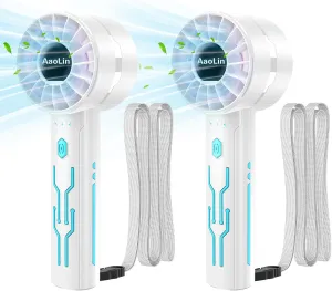 2PCS Portable High-Speed Mini Handheld Fan, USB Rechargeable Neck Personal Mini Fan(7000 Rpm High-Speed Motor, Lasts 4-16 Hours) 4-Speed Powerful Wind Fans For Summer Outdoor Traveling, Gifts For Kids Neck fan for hands-free comfort