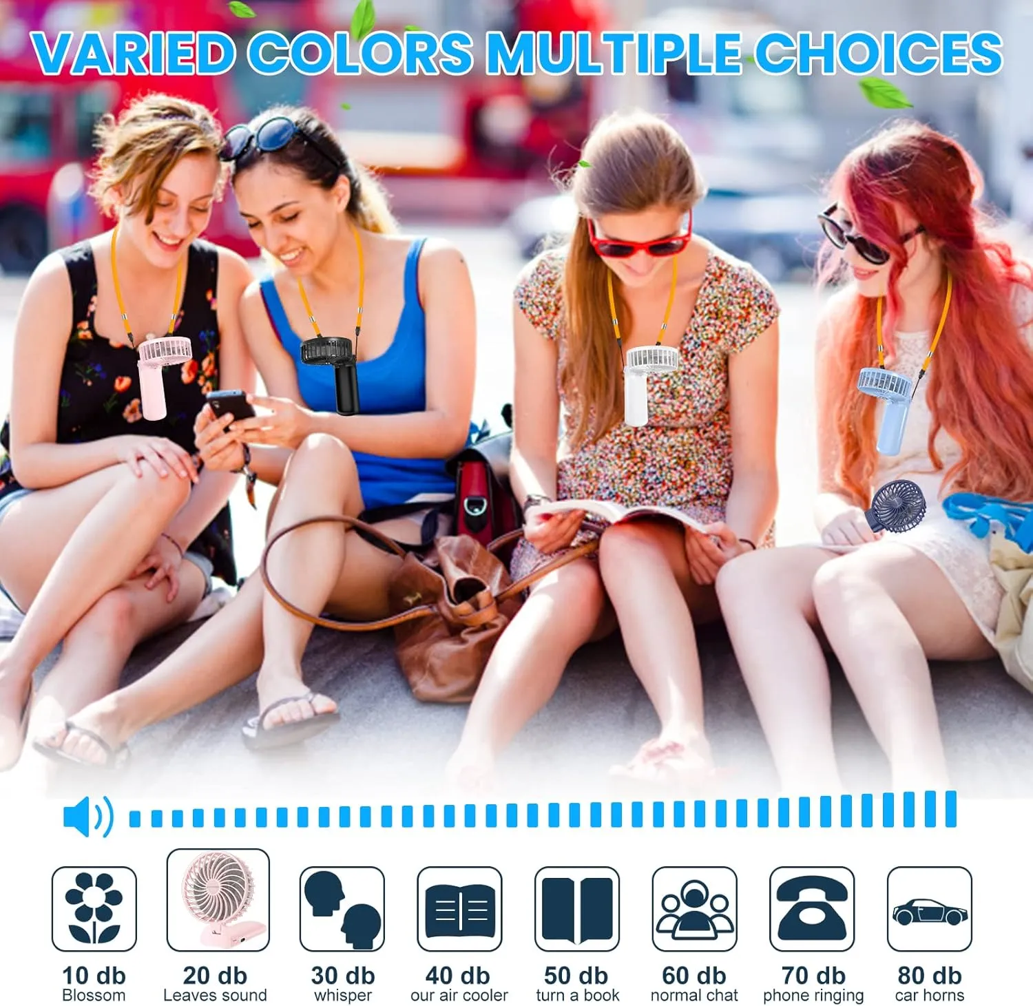 3-in-1 Portable Fan with 4 Speeds, Foldable Handle, Neck Strap & Rechargeable Battery, Mini Desk Fan for Personal Use (Pink)