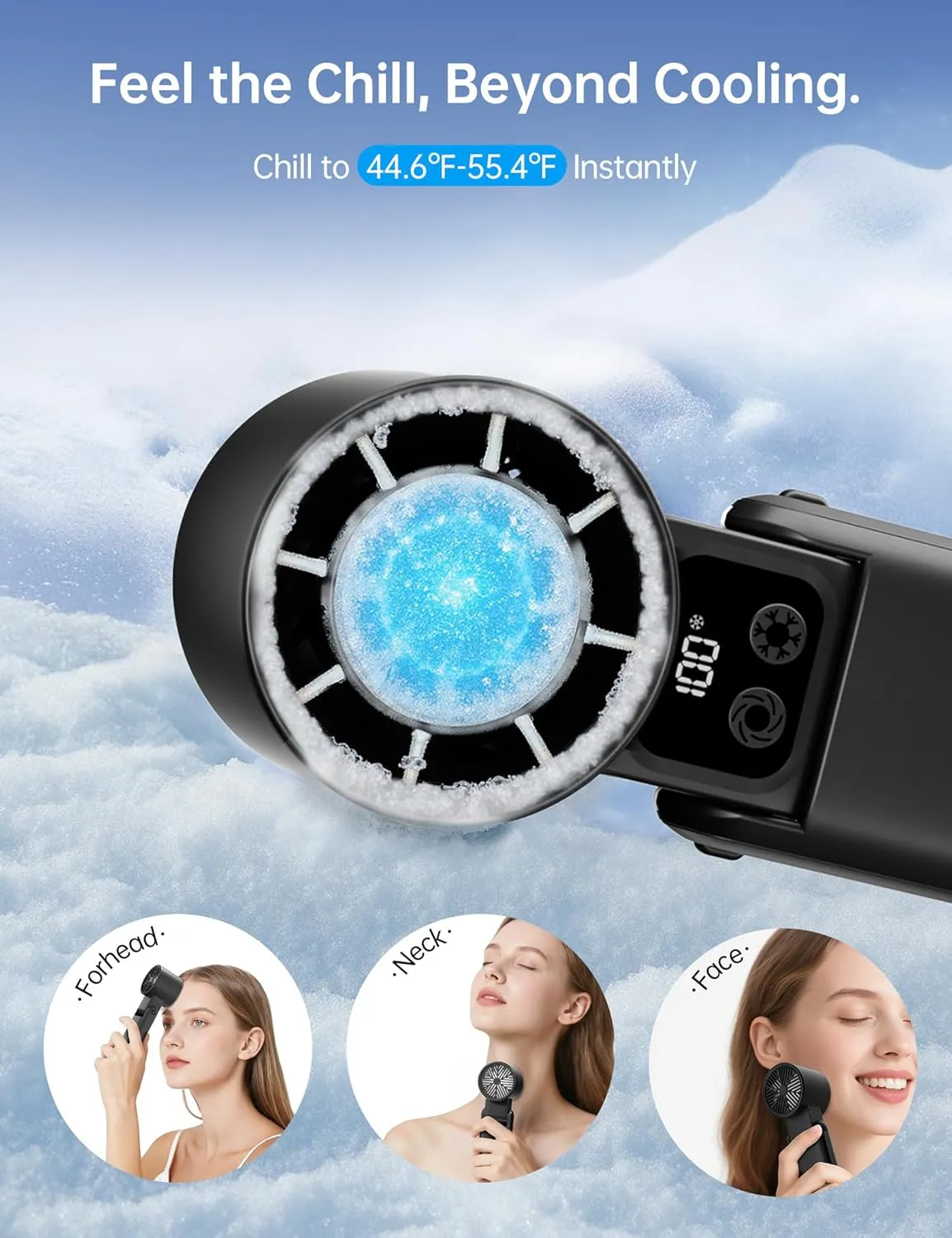3 in 1 Portable Handheld Fan, 12000RPM Mini Turbo Fan with Cooling Compress & 5200mAh Rechargeable Battery, 5 Speed Adjustable Personal Cooler for Travel/Camping/Outdoor Activities-Black