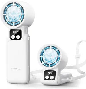 3 in 1 Portable Handheld Fan, 12000RPM Mini Turbo Fan with Cooling Compress & 5200mAh Rechargeable Battery, 5 Speed Adjustable Personal Cooler for Travel/Camping/Outdoor Activities-White Mini handheld fan for personal cooling